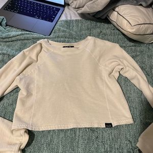 NUX long sleeve cropped white crewneck